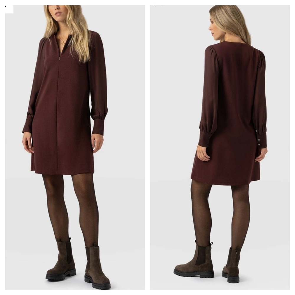 NWT! Saint + Sofia Esme Zip Up Dress - Maroon